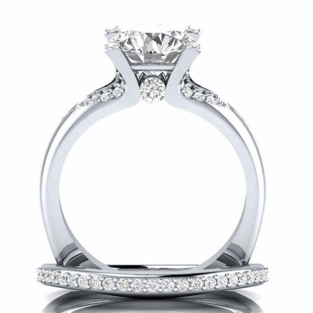 Elegant 925 Silver Round Cut White Sapphire Ring - Picture 5 of 5